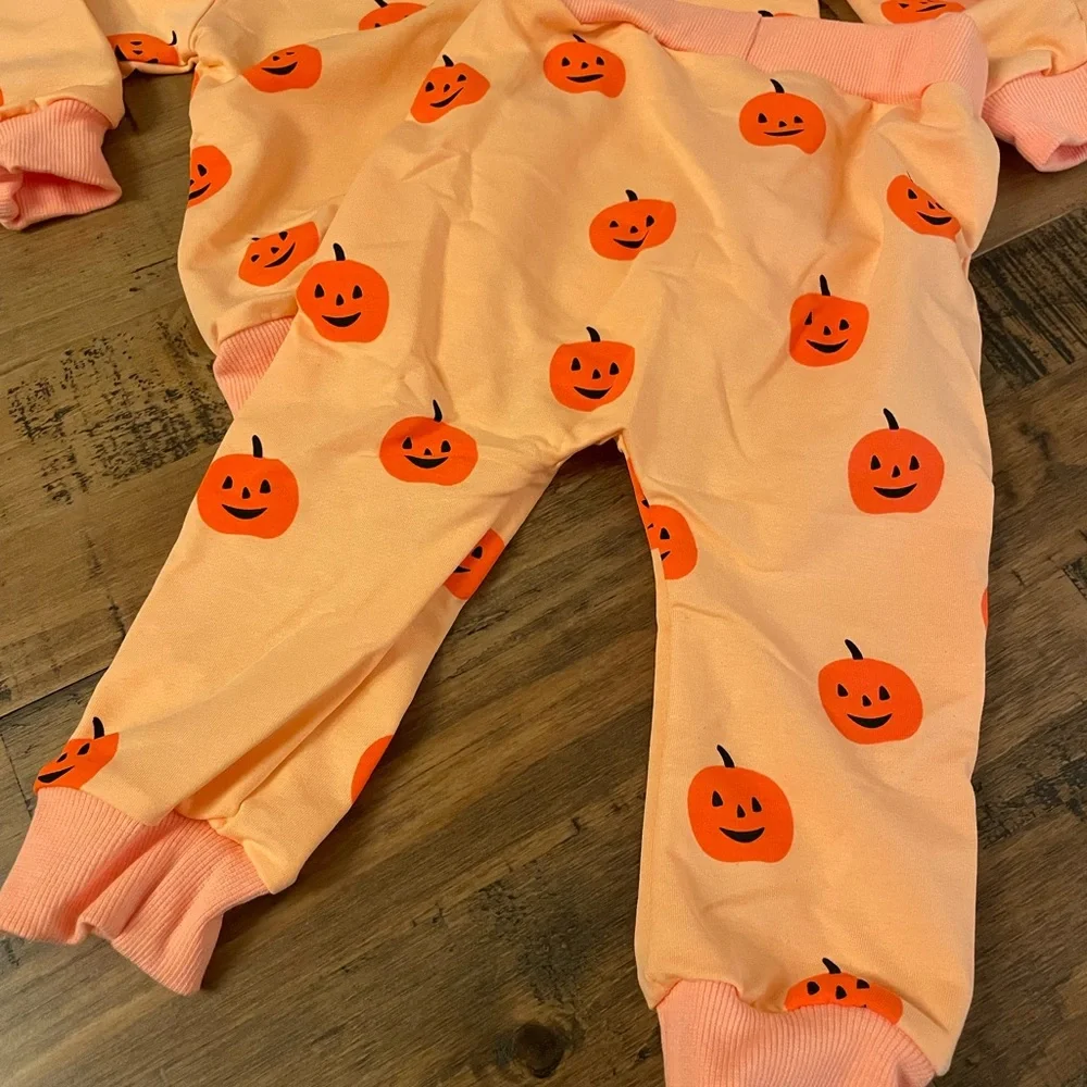 Pumpkin Print Kids Sweatshirt and Pants Set